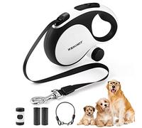 WRSOMIT Laisse rétractable pour Chien avec câble Anti-Mastication, très résistante, 8,9 m pour Chiens de Petite, Moyenne et Grande Taille pesant jusqu'à 50 kg, sans enchevêtrement, Frein à Une Main,