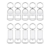 Wrtysully 10 PièCes ÉBauches de Sublimation Porte-CléS Blanc Ouvre-Bouteille en MéTal Porte-CléS Rectangle Transfert de Chaleur Sublimation Porte-CléS