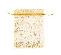 Wrtysully 100pcs Champagne Cils Organza Pochettes a Cordon de Serrage Parti faveur de Mariage Cadeaux 3.5 "X4.3