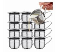 Wrtysully 12 Pièces Pichet à Tasse à Lait Pichet à Crème en Métal 3Oz, Tasse à Crème Pichet Verseur de Crème