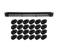 Wrtysully 19 Pouces 1U Armoire Rack Pass-Through 24 Ports CAT6 Panneau de Brassage Port de Contact RJ45 (Port de Contact RJ45) Cadre Modulaire
