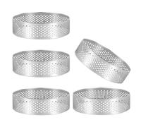 Wrtysully 5 PièCes SéRies Anneau de Poreux Circulaire Fond Tour Moule à Gâteau Outils de Cuisson Anneau de Mousse de Gâteau Perforé RéSistant à la Chaleur, 8 Cm