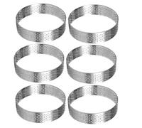 Wrtysully 6 Moules à Circulaires de 18 cm avec Trous en Acier Inoxydable pour Tartes Aux Fruits, Quiches, Gâteaux, Mousses, Ustensiles de Cuisine