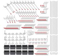 Wrtysully Assortiment de 228 Crochets pour Panneaux PerforéS avec Ensembles de Crochets MéTal, Bacs à Panneaux PerforéS, Serrures à Chevilles pour Organiser du SystèMe de Stockage