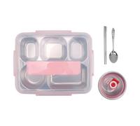 Wrtysully BoîTe à Lunch à 5 Compartiments en Acier Inoxydable éTanche Grandes BoîTes à Bento RéCipient à Soupe Vaisselle Scolaire (Rose)