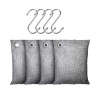 Wrtysully Charbon Actif Charbon Actif Absorbeur D' Charbon de Bambou Purificateur d'air 4x200g avec Crochets Éliminateur D' Naturel pour Forte