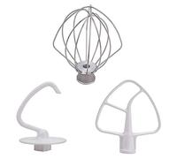 Wrtysully Crochet de Pâte K45DH K45B Batteur Plat Enduit K45WW Fouet en Adapté pour Batteur sur Socle avec Bol 4.5Qt 5 QT pour Aide à la Cuisine