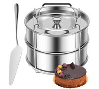 Wrtysully Cuiseur Vapeur à 2 Niveaux en Acier Inoxydable d'une Capacité de 2,4 litres avec Couvercle, Moule à Empilable, Moules à Insertion de Cuiseur Vapeur Antiadhésifs