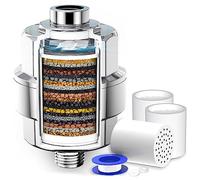 Wrtysully Filtre à Eau de Douche - Filtre de Pommeau de Douche pour Eau Dure, avec Ventilateur à 3 Cartouches Filtrantes Remplaçables