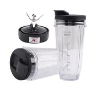 Wrtysully Gobelets 24 Oz avec Couvercles à Emporter, Lame D'Extraction à 7 Ailettes, pour MéLangeur Auto IQ BN801 SS101 BL480-30 BL641 BL642-30
