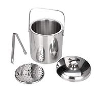 Wrtysully Le Conteneur de Seau à Glace à Double Paroi 1.3L de Récipient Carré de Glace en Acier Inoxydable avec Couvercle de Pinces