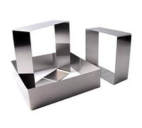 Wrtysully Lot de 3 Anneaux de Moules à Gâteau, Moule à Mousse Carré Anneau de Gâteau en Acier Inoxydable Anneau à Dessert AntiadhéSif Moule à Pâtisserie Outil de Cuisson