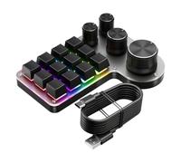 Wrtysully Mini Clavier Personnalisé 12 Touches 4 Boutons RGB BT Clavier Mécanique Programmation Hotswap Clavier de Macro Noir