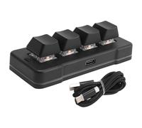 Wrtysully MK424U Mini Clavier Personnalisé à 4 Touches avec Interrupteur Mécanique Bleu USB Macro Programmable RGB Clavier de Noir