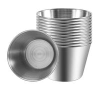 Wrtysully Paquet de 12 - Tasses à Sauce Condiment en Acier Inoxydable Brossé Premium Pots à ÉPices à Trempettes Liquides - 2.5Oz 70Ml