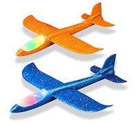 Wrtysully Paquet de 2 Avion LéGer à LED 48CM Grand Avion en Mousse à Sport de Plein Air ArrièRe-Cour FêTe d'anniversaire Enfants Cadeaux Optimaux