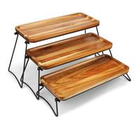 Wrtysully Support à Cupcakes à 3 Niveaux et Plateau de Service pour Fête, Ensemble de Présentation de Table à Desserts en Bois, Plateau Décoratif à Plusieurs Niveaux, Facile à Utiliser