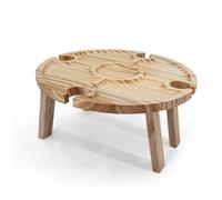 Wrtysully Table de Pique-Nique Pliante Extérieure en Bois, Support de Verres à Vin Portable 2 en 1, Bureau Pliable, Support de Verres à Vin, Plateau de Pique-Nique