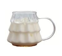 Wrtysully Tasse à Café Transparente avec Poignée en Forme d'arbre de Noël, Tasse en Verre pour -Déjeuner, Vaisselle de Cuisine pour Fêtes de Festival
