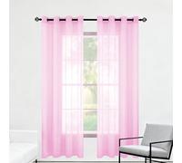 WRUIJIO Rideaux Voilages Oeillet 240 x 240 cm Anti UV Semi Transparent Décoration Bloquer Soleil Anti UV, Doux et Esthétiques pour Porte Cuisine Chambre Enfant, Rose