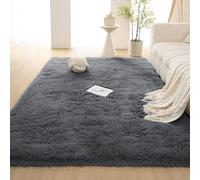 WRUIJIO Tapis Moderne 200 x 250 cm Pelucheux Tapis Ultra Doux Extra Large, Moelleux et Moderne pour Chambre avec Dessous Antidérapant, Gris Foncé