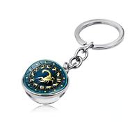 WRVCSS Luminous 12 Constellation Porte-clés Accessoires Boule de Cristal Pendentif Porte-clés pour clés Métal Porte-clé Cadeau d'anniversaire, Scorpion lumineux, L