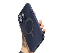 WRYHAUL 2026 New Magnetic Metal Snap-on for iPhone Case Style Meets Security, for iPhone 17/16/15, Magnetic Charging Anti-Collision Matte Protective Case (Blue,15-Plus)