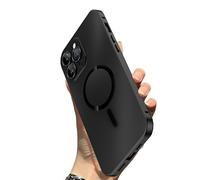 WRYHAUL 2026 New Magnetic Metal Snap-on for iPhone Case Style Meets Security, for iPhone 17/16/15, Magnetic Charging Anti-Collision Matte Protective Case (Black,17)