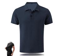 Wryhaul Chemises wearbreeze pour Hommes, Polo wearbreeze, Chemise Anti-Rides Extensible sans Fer à séchage Rapide à Manches Courtes (Bleu Profond,TTG)