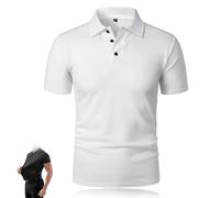 Wryhaul Chemises wearbreeze pour Hommes, Polo wearbreeze, Chemise Anti-Rides Extensible sans Fer à séchage Rapide à Manches Courtes (Blanc,S)