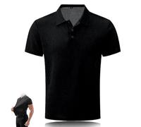 Wryhaul Chemises wearbreeze pour Hommes, Polo wearbreeze, Chemise Anti-Rides Extensible sans Fer à séchage Rapide à Manches Courtes (Noir,M)