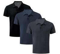 Wryhaul Chemises wearbreeze pour Hommes, Polo wearbreeze, Chemise Anti-Rides Extensible sans Fer à séchage Rapide à Manches Courtes (3PCS-B,S)