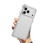 Wryhaul Chubbycase Ultra-Thin Metal Frame Heat Dissipation Case with Lens Protector, Bumper Metal Frame Shockproof Phone Case for iPhone 17/16/15/14 Series (Silver,17-Air)