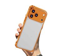 Wryhaul Chubbycase Ultra-Thin Metal Frame Heat Dissipation Case with Lens Protector, Bumper Metal Frame Shockproof Phone Case for iPhone 17/16/15/14 Series (Orange,17-Air)