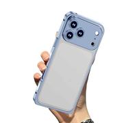Wryhaul Chubbycase Ultra-Thin Metal Frame Heat Dissipation Case with Lens Protector, Bumper Metal Frame Shockproof Phone Case for iPhone 17/16/15/14 Series (Light Blue,17)