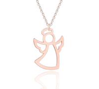 Wryhaul Collier à breloques ange gardien en or 24 carats fait à la main, collier pendentif ange gardien délicat breloque religieuse petit chérubin, collier ange gardien avec ailes (Or Rose)