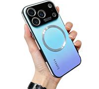 WRYHAUL Gradient Glass-Gloss Case Compatible with Magsafe, for iPhone 17 Series, Magnetic Ultra Thin Gradient with Lens Protection Phone Case with Shockproof Airbags (14 Pro,Blue)