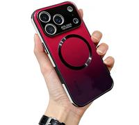 WRYHAUL Gradient Glass-Gloss Case Compatible with Magsafe, for iPhone 17 Series, Magnetic Ultra Thin Gradient with Lens Protection Phone Case with Shockproof Airbags (17 Pro-Max,Red)