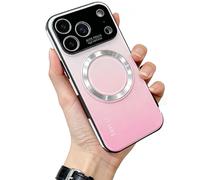 WRYHAUL Gradient Glass-Gloss Case Compatible with Magsafe, for iPhone 17 Series, Magnetic Ultra Thin Gradient with Lens Protection Phone Case with Shockproof Airbags (17-Air,Pink)