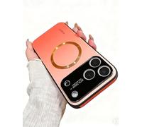 WRYHAUL Gradient Glass-Gloss Case Compatible with Magsafe, for iPhone 17 Series, Magnetic Ultra Thin Gradient with Lens Protection Phone Case with Shockproof Airbags (13 Pro-Max,Orange)