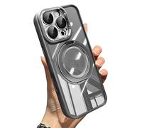WRYHAUL Lekcase for iPhone 17 Series 360° Magnetic Case with Rotating Stand, Anti-Fall Transparent Bracket Case with Magnetic O Ring Invisible Stand (14,Gray)