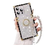 WRYHAUL Snowdoves-TM Sparkle Crystal Bracelet for iPhone Case, Clear Diamond Glitter Bling Sparkle Case, Four Corners Electroplated Magnetic Stand Protective Cover (17-AIR,White)