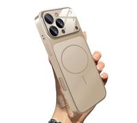 WRYHAUL Upgrade Slim Hard Glass Shockproof Magnetic Case for iPhone 17, with Integrated Camera Protection, Magnetic Charging Anti-Collision Matte Protective Case (17 Pro,Gold)