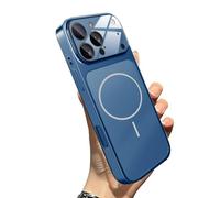 WRYHAUL Upgrade Slim Hard Glass Shockproof Magnetic Case for iPhone 17, with Integrated Camera Protection, Magnetic Charging Anti-Collision Matte Protective Case (15 Pro,Blue)
