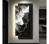 WRYSQBHJYB Décoration Murale en Grès avec Lumière LED Vagues Océaniques