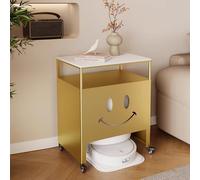 WRYSQBHJYB Meuble Rangement pour Balayeuse en Métal, Étagère Rangement pour Robot, Tables d'appoint Multifonctions, Armoire Metallique avec roulettes 360°(Gold,50 * 40 * 75cm/20 * 16 * 30in)