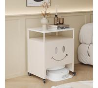 WRYSQBHJYB Meuble Rangement pour Balayeuse en Métal, Étagère Rangement pour Robot, Tables d'appoint Multifonctions, Armoire Metallique avec roulettes 360°(White,50 * 40 * 75cm/20 * 16 * 30in)