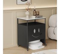 WRYSQBHJYB Meuble Rangement pour Balayeuse en Métal, Étagère Rangement pour Robot, Tables d'appoint Multifonctions, Armoire Metallique avec roulettes 360°(Black,50 * 40 * 75cm/20 * 16 * 30in)