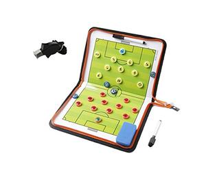 Wrzbest Football entraîneurs Tactic Board Magnétique, effaçable à Sec Coaching Bloc-Notes Portable et Pliable Outil de Coach, Extra Professional Coach Sifflet Inclus