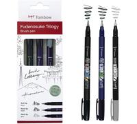 [WS-BHS-3P] TOMBOW Set Fudenosuke Trilogy 3 Feutres de calligraphie Noir Soup...